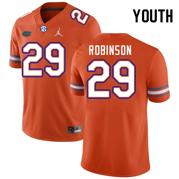 Youth #29 Jaden Robinson Florida Gators College Football Jerseys Stitched-Orange - Click Image to Close